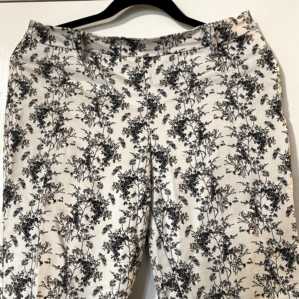 Floral Black and White Dress Pants
